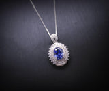 Unique Design Tanzanite Necklace - 18KGP @ Sterling Silver - Oval Cut 1.5 CT Lab Created Energic Tanzanite Pendant