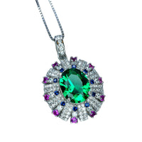 Green Emerald Necklace - Source Light Jewelry - 18KGP @Sterling Silver - Radiant Exclusive Store Design 2.8 CT - Emerald Pendant #870