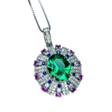 Green Emerald Necklace - Source Light Jewelry - 18KGP @Sterling Silver - Radiant Exclusive Store Design 2.8 CT - Emerald Pendant #870
