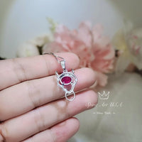 Sterling Silver Ruby Necklace - Buffalo Cattle Bull OX Necklace - July Birthstone - 1.5 CT Ruby Pendant #259