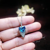 Large Blue Topaz Necklace - Trillion Cut - Blue Topaz Pendant - 18KGP Sterling Silver - Protective Queen's Guard Sword #760
