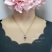 Sterling Silver Ruby Necklace - Buffalo Cattle Bull OX Necklace - July Birthstone - 1.5 CT Ruby Pendant #259