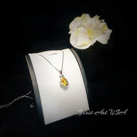 2.5 CT Yellow Moissanite Gemstone Necklace Sterling Silver Teardrop Created Citrine Gemstone Pendant - November Birthstone #395