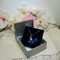 8mm 2 CT Aquamarine Necklace - 18KGP Sterling Silver - Swan Pendant - Solitaire Aquamarine - Simple Aquamarine Jewelry #149