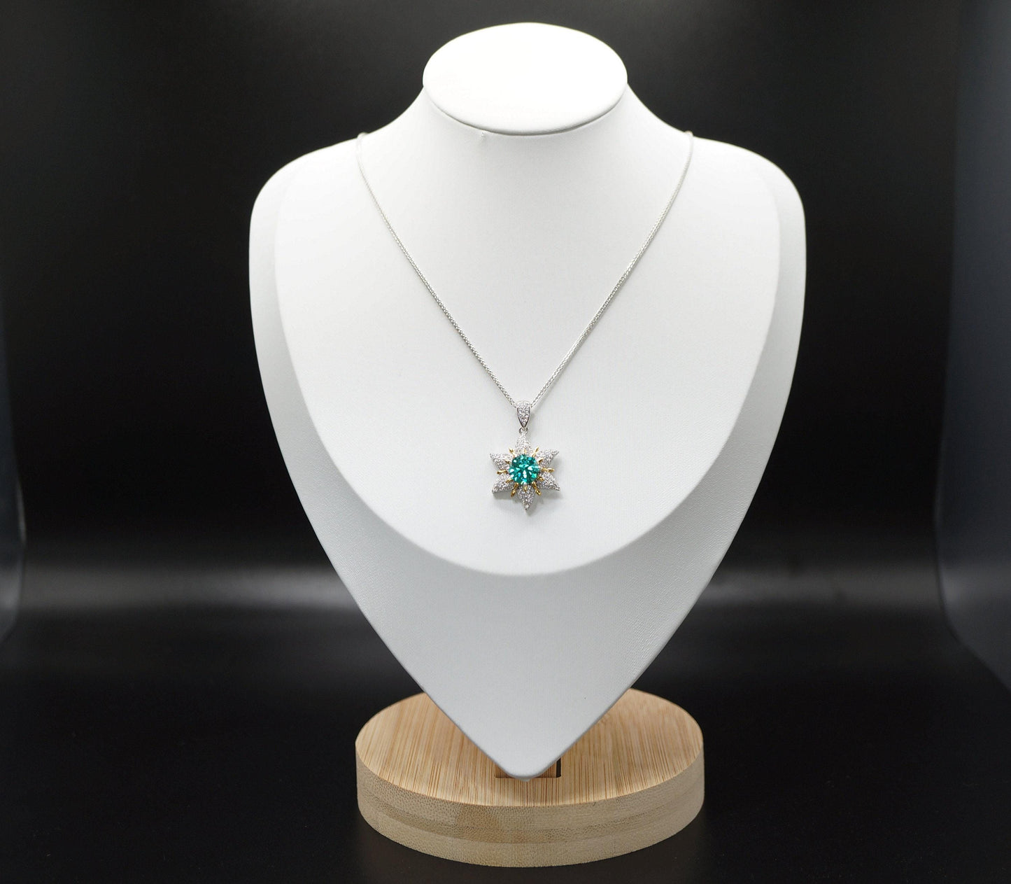 Greenish Blue Paraiba Necklace - Sterling Silver Star fish Paraiba Jewelry Blueish Green Paraiba tourmaline Pendant #831