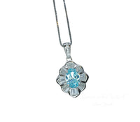 Aquamarine Necklace - Tiny Gemstone Flower Style Blue Aquamarine Pendant - Small Mini Blue Aquamarine Jewelry #310