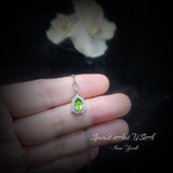 Super Tiny Genuine Peridot Necklace - Natural Green Peridot Pendant - 18KGP @ Sterling Silver - August Birthstone - Mini Green Gemstone #314