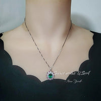 Green Emerald Necklace - Source Light Jewelry - 18KGP @Sterling Silver - Radiant Exclusive Store Design 2.8 CT - Emerald Pendant #870