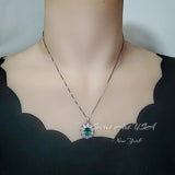 Green Emerald Necklace - Source Light Jewelry - 18KGP @Sterling Silver - Radiant Exclusive Store Design 2.8 CT - Emerald Pendant #870