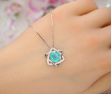 Paraiba Necklace - 18kgp @ Sterling Silver - Gemstone Star of Star Blue Paraiba Tourmaline Pendant #201