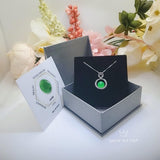 10mm Green Jade Necklace Diamond Triple Circle Green Jade Pendant White Gold Plated Sterling Silver 1051