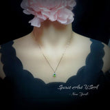 Super Tiny Genuine Peridot Necklace - Natural Green Peridot Pendant - 18KGP @ Sterling Silver - August Birthstone - Mini Green Gemstone #314