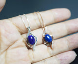 Lapis Lazuli Necklace - Sterling Silver Tiny Natural Lapis Jewelry, Rose Gold Lapis Lazuli Pendant, Genuine Lapis Pendant 1043