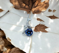 Sapphire Necklace Sterling Silver Swan Jewelry - 18KGP 1.8 ct Round Blue Sapphire Pendant - Simple September Birthstone Bird Lover #157