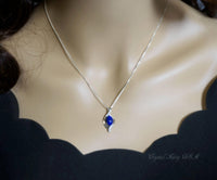 Lapis Lazuli Necklace - Sterling Silver Tiny Natural Lapis Jewelry, Rose Gold Lapis Lazuli Pendant, Genuine Lapis Pendant 1043