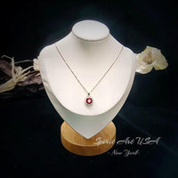 Red Ruby Pendant Necklace 8mm Solitaire Gemstone Yellow Rose gold July birthstone jewelry #126