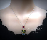 Geometric Scissor Green Peridot Necklace - Sterling Silver Tassel Dangle Lab Created Synthetic Peridot CZ Pendant #905