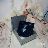4 CT Emerald Necklace Sterling Silver Flower Tassel 10mm Round Green Gemstone Pendant Diamond White Gold Plated May Birthstone 1025