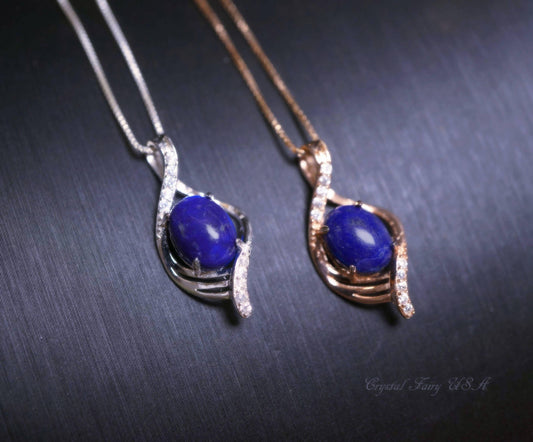 Lapis Lazuli Necklace - Sterling Silver Tiny Natural Lapis Jewelry, Rose Gold Lapis Lazuli Pendant, Genuine Lapis Pendant 1043