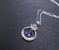 Amethyst Necklace Sterling Silver - Genuine Dangle February Birthstone Mini Butterfly Natural Amethyst Jewelry Pendant 1037