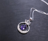 Amethyst Necklace Sterling Silver - Genuine Dangle February Birthstone Mini Butterfly Natural Amethyst Jewelry Pendant 1037