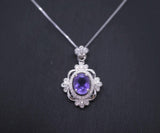 Natural Amethyst Necklace Sterling Silver - Gemstone Flower Of Life , Genuine Purple Gemstone 18KGP February Birthstone #540