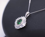 Gemstone Emerald Necklace White Gold plated Sterling Silver Green Gemstone Pendant Double Surround Star Dainty May Birthstone #960