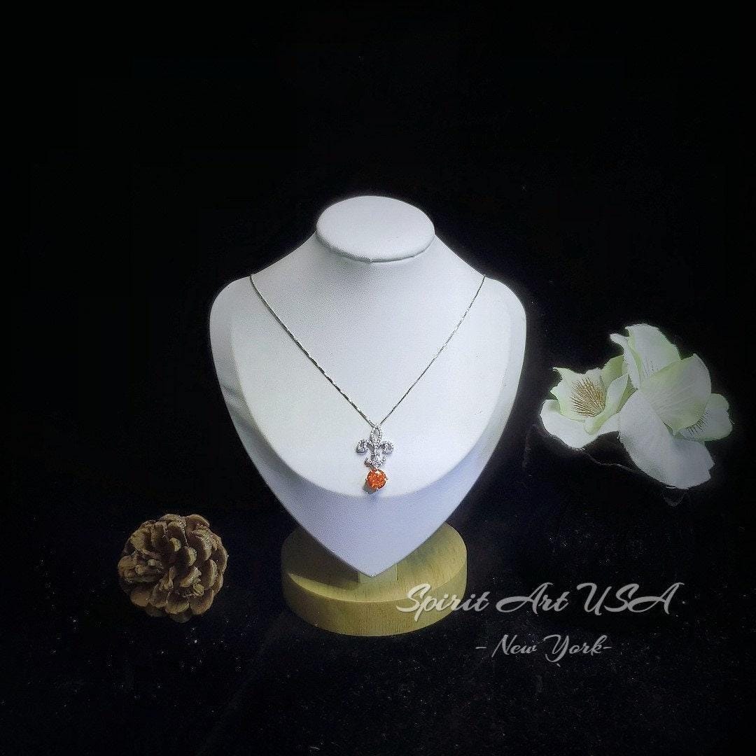 Sunstone Sapphire Necklace - Gemstone Kite Pendant - Red Orange Sunstone Jewelry #418