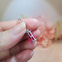 Ruby Necklace Sterling Silver - Dainty Rectangle 4.5 CT Red Ruby Gemstone Pendant Jewelry White Gold Coated #623
