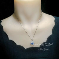 Blue Sapphire Necklace Gemstone Eight Petal Flower Necklace - Snowflake Pendant 18KGP @ Sterling Silver September Birthstone #944