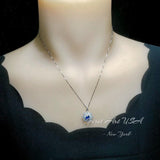 Blue Sapphire Necklace Gemstone Eight Petal Flower Necklace - Snowflake Pendant 18KGP @ Sterling Silver September Birthstone #944