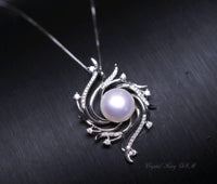 Large Freshwater Pearl Necklace - Full Sterling Silver High Quality Bridal Pearl Necklace - Genuine White Pearl Jewelry #425