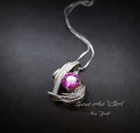 Pink Tourmaline Necklace - Protective Angel Wing Necklace - 18KGP @ Sterling Silver - Store Exclusive Design - Angel Wing Pink Pendant #877
