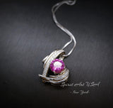 Pink Tourmaline Necklace - Protective Angel Wing Necklace - 18KGP @ Sterling Silver - Store Exclusive Design - Angel Wing Pink Pendant #877
