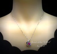 Pink Tourmaline Necklace - Protective Angel Wing Necklace - 18KGP @ Sterling Silver - Store Exclusive Design - Angel Wing Pink Pendant #877