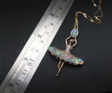 Genuine Ethiopian Opal Necklace Ballet Dancing Girl Rose Gold Sterling Silver Dancer Bridal Wedding Opal Jewelry #833