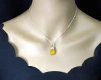 Diamond Crown Yellow Onyx Necklace White Gold Plated sterling silver chain November birthstone 1033