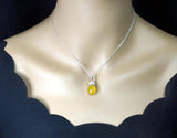 Diamond Crown Yellow Onyx Necklace White Gold Plated sterling silver chain November birthstone 1033