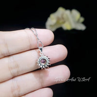 Tiny Sunflower Mystic Topaz Necklace - Gemstone Surround Princess Diana Style Minimalist Rainbow Mystic Topaz Pendant 035