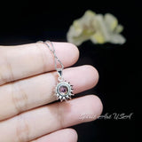 Tiny Sunflower Mystic Topaz Necklace - Gemstone Surround Princess Diana Style Minimalist Rainbow Mystic Topaz Pendant 035