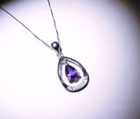 Natural Amethyst Necklace Sterling Silver - Grenuine Teardrop Amethyst Jewelry - February Birthstone 1063