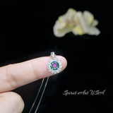Tiny Sunflower Mystic Topaz Necklace - Gemstone Surround Princess Diana Style Minimalist Rainbow Mystic Topaz Pendant 035