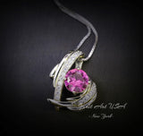 Pink Tourmaline Necklace - Protective Angel Wing Necklace - 18KGP @ Sterling Silver - Store Exclusive Design - Angel Wing Pink Pendant #877