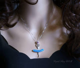 Opal Necklace - sterling silver - Sim Gemstone - 18KGP - White Blue Opal Pendant - Ballerina Ballet Dancing Girl - Dancer Jewelry #832