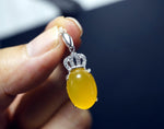 Diamond Crown Yellow Onyx Necklace White Gold Plated sterling silver chain November birthstone 1033