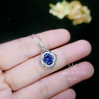 1.5 Ct small Tanzanite Pendant - Sterling Silver Gemstone Flower OF Life Tanzanite Necklace - December Birthstone Tanzanite Jewelry #245