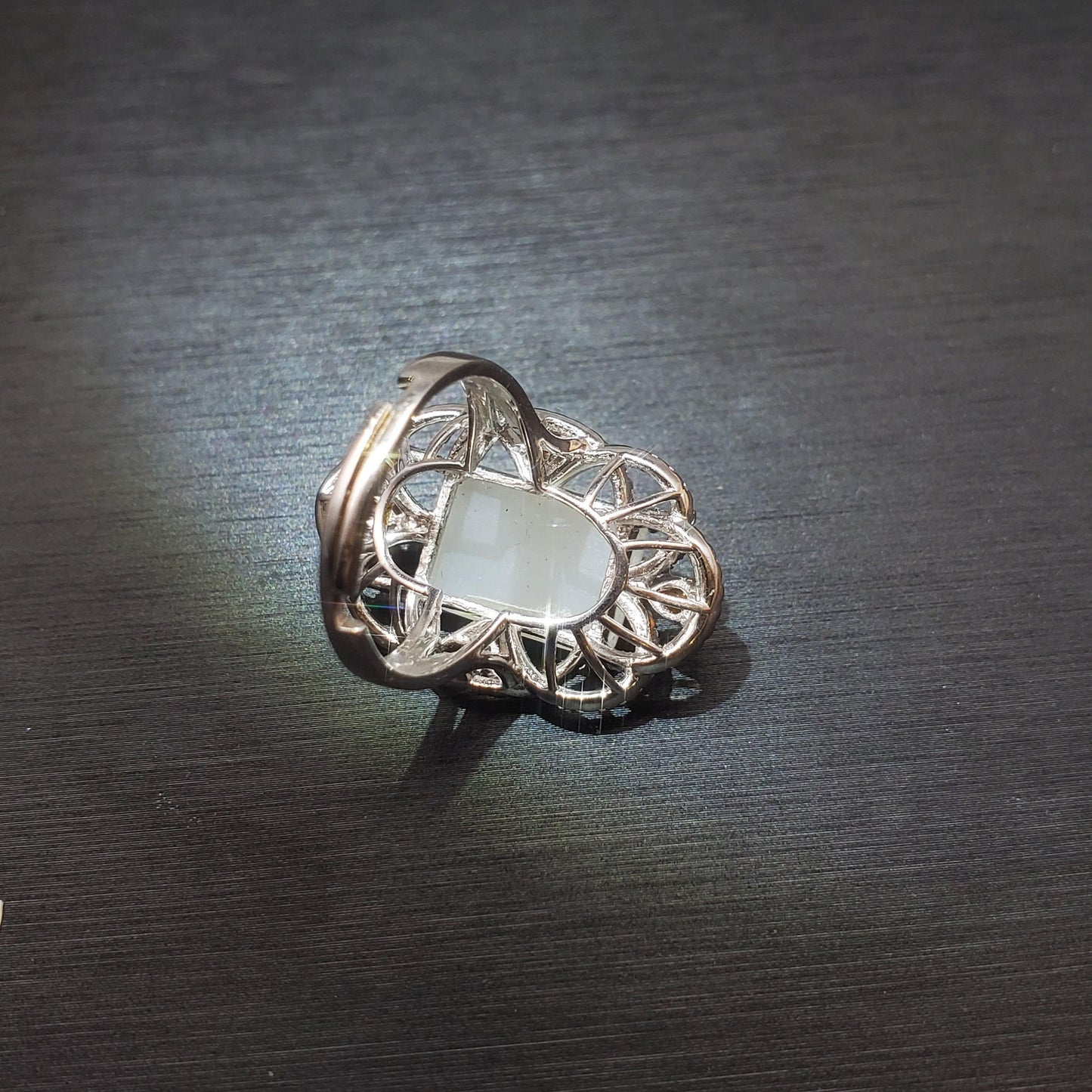 Genuine White Jade Ring Sterling Silver Jade Jewelry 1075