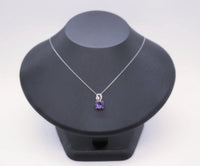 Genuine Amethyst Necklace - Sterling Silver - 8 mm 2 CT Round Solitaire - Natural Amethyst Pendant #263