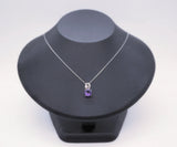 Genuine Amethyst Necklace - Sterling Silver - 8 mm 2 CT Round Solitaire - Natural Amethyst Pendant #263
