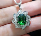Green Emerald Necklace Gemstone Milky Way Spiral Pendant 18KGP Sterling Silver 2.8 CT Galaxy Energy Vortexes Windmill Emerald Jewelry #849